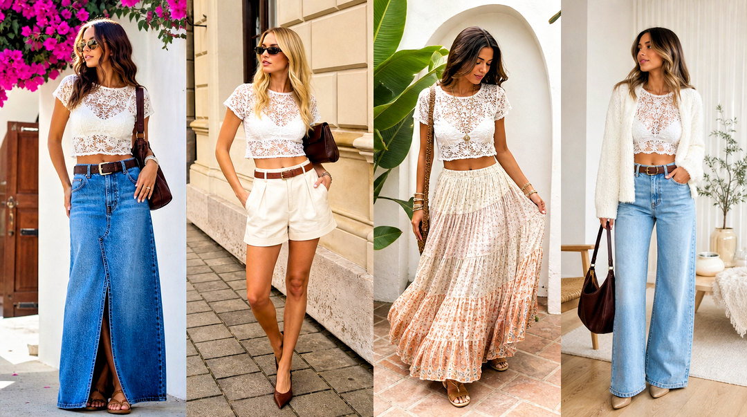 25 Sheer Lace Crop Top Outfit Ideas for Chic Date Nights