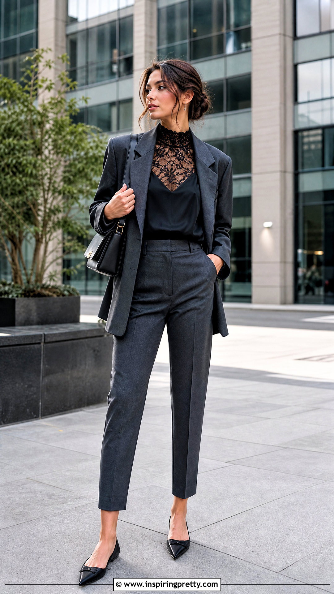 Sheer Lace Top Under An Oversized Blazer - 25 sheer lace top outfit aesthetic ideas