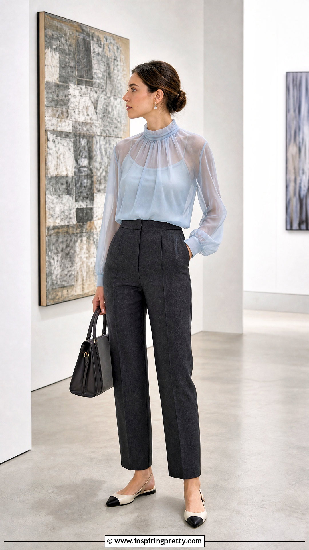 Sheer Layered Blouse Outfit - 50 korean tops for women