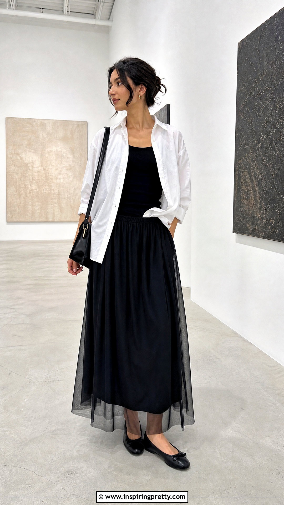 Sheer Layered Long Skirt And Oversized Shirt Outfit - 50 long skirt and top casual outfits