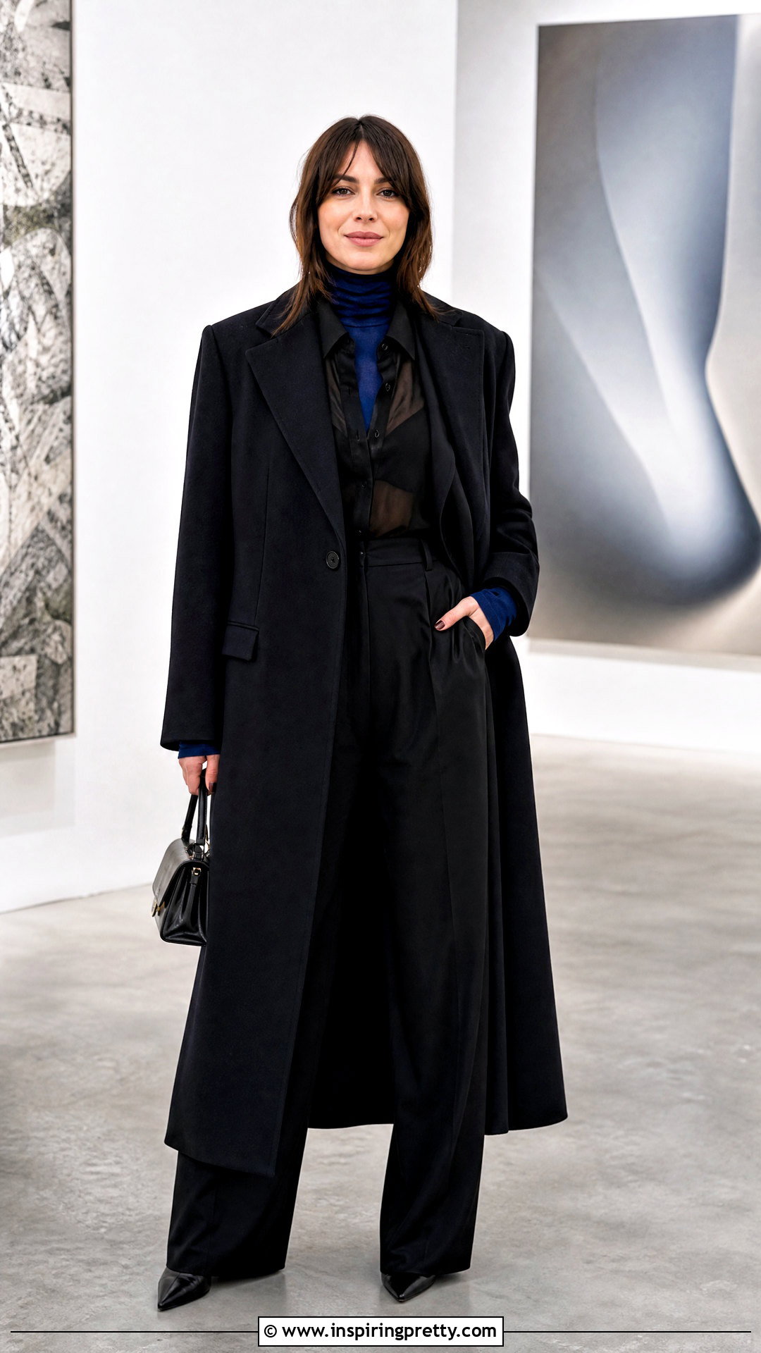 Sheer Layered Top Over A Turtleneck - 50 winter tops for women