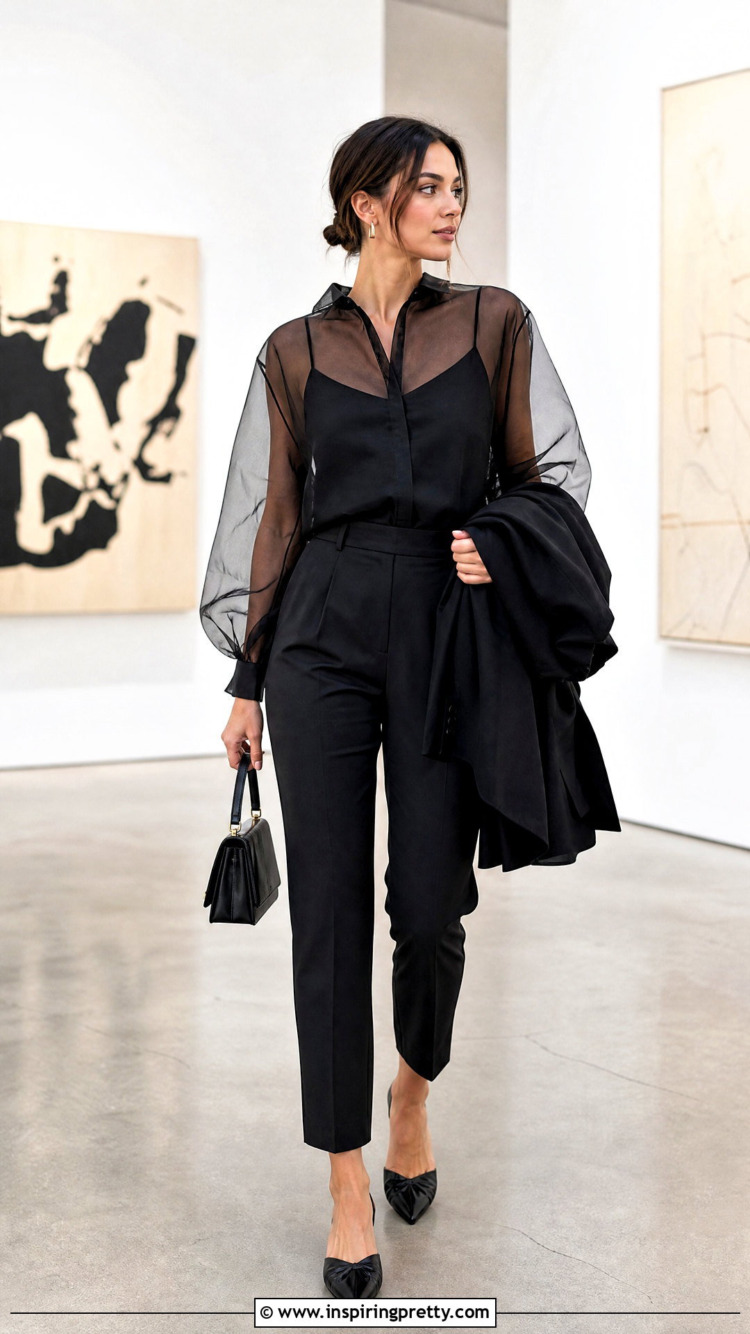 Sheer Layering Top With Tailored Separates - 50 modern tops for women