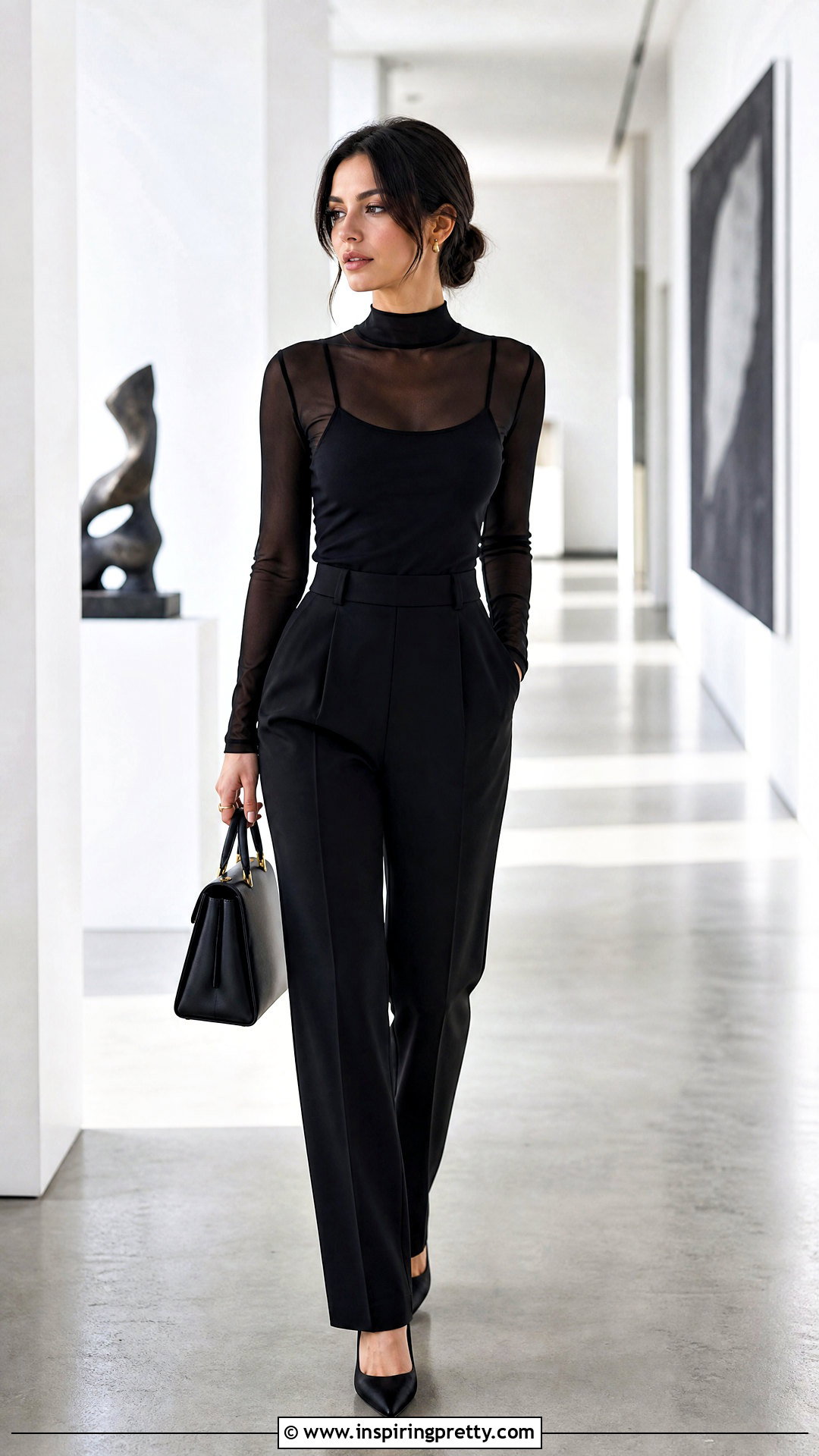 Sheer Layering Top and Tailored Pants Outfit - 50 shirt top designs