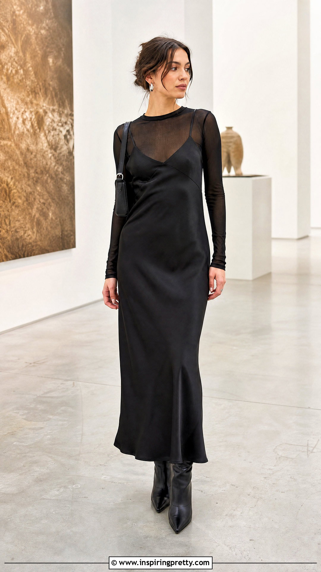 Sheer Long Sleeve Top Under A Slip Dress - How To Layer A Sheer Top (25 Ways)
