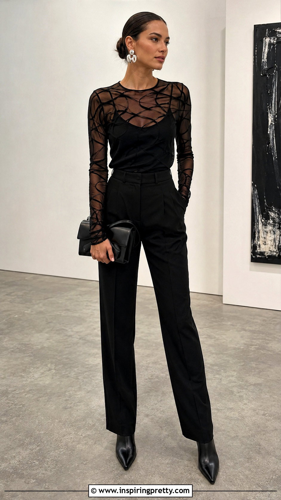 Sheer Long Sleeve Top With Black Trousers - 25 Fashion Nova Long Sleeve Tops outfit ideas