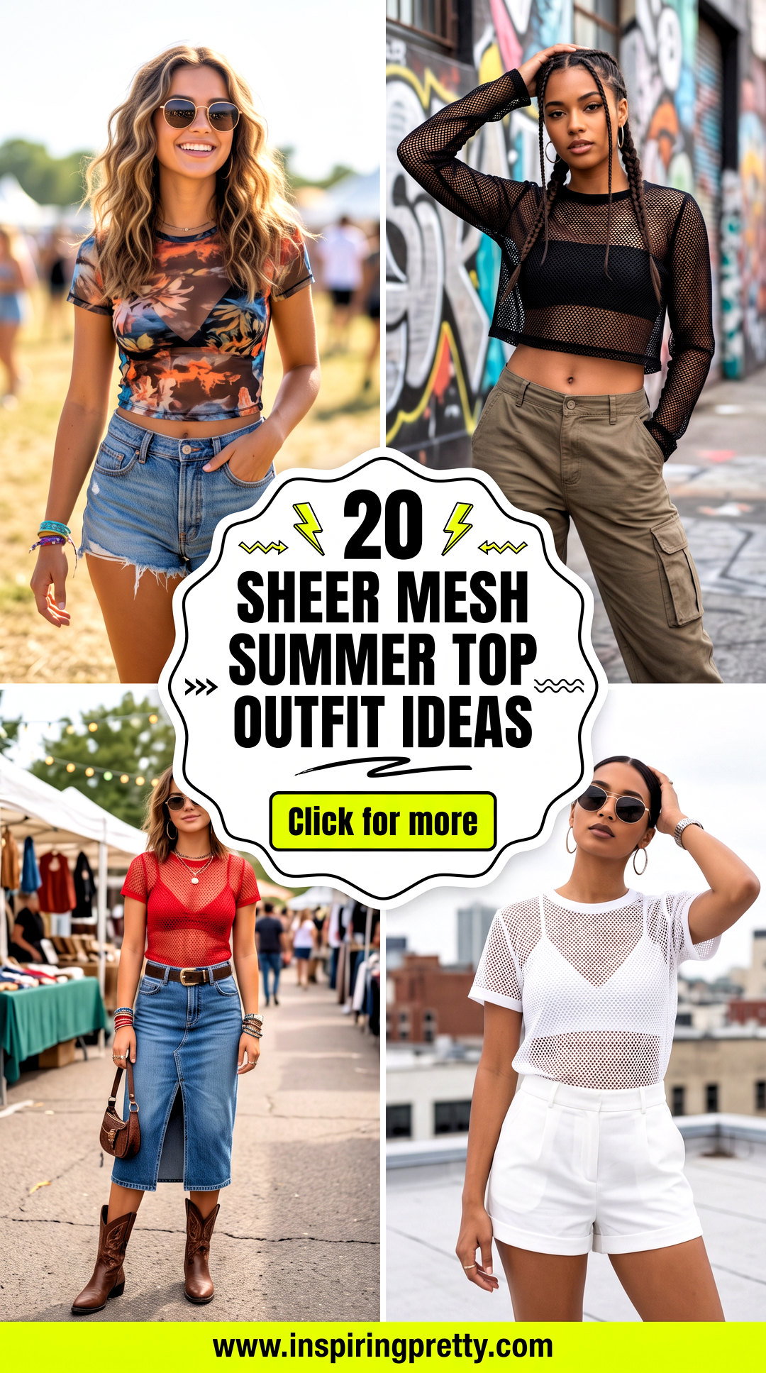 20 Sheer Mesh Summer Top Outfit Ideas for Festival Style - 20 Sheer Mesh Summer Top Outfit Ideas for Festival Style