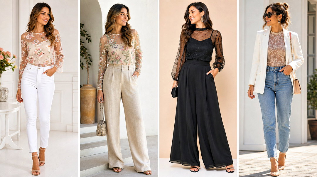 20 Sheer Neckline Fashion Top Outfit Ideas for Elegant Looks