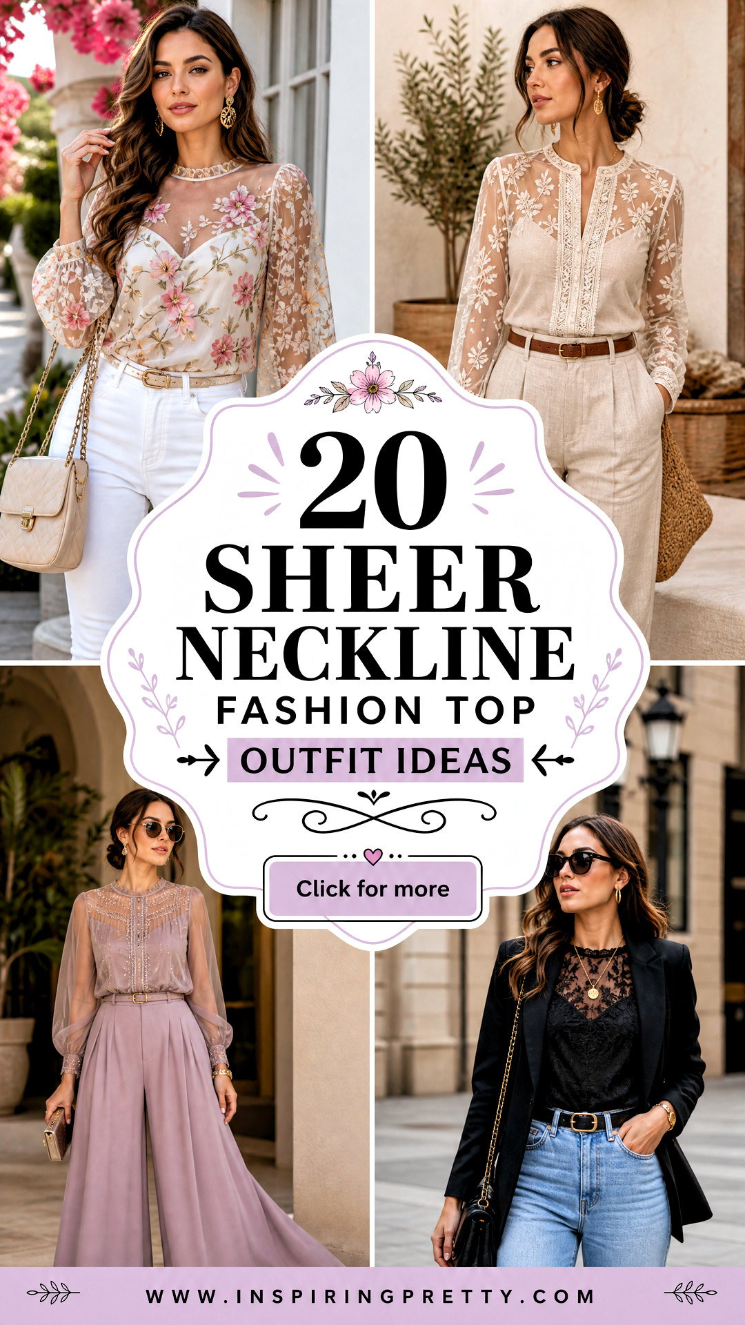 20 Sheer Neckline Fashion Top Outfit Ideas for Elegant Looks - 20 Sheer Neckline Fashion Top Outfit Ideas for Elegant Looks
