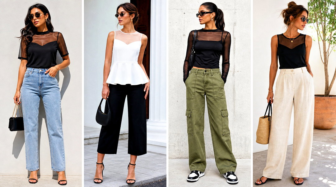20 Sheer Panel Fashion Top Outfit Ideas for a Chic Edge