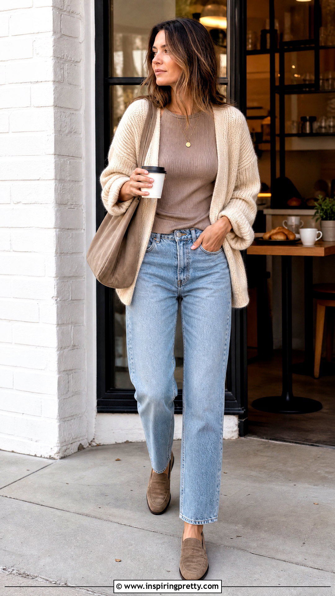 Sheer Ribbed Top With Cardigan And Relaxed Jeans - 25 Sheer Ribbed Top Outfit ideas