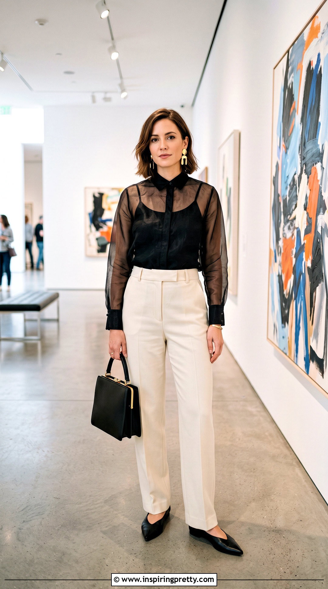Sheer Shirt With Tank And Trousers - 50 Top Shirt outfit ideas