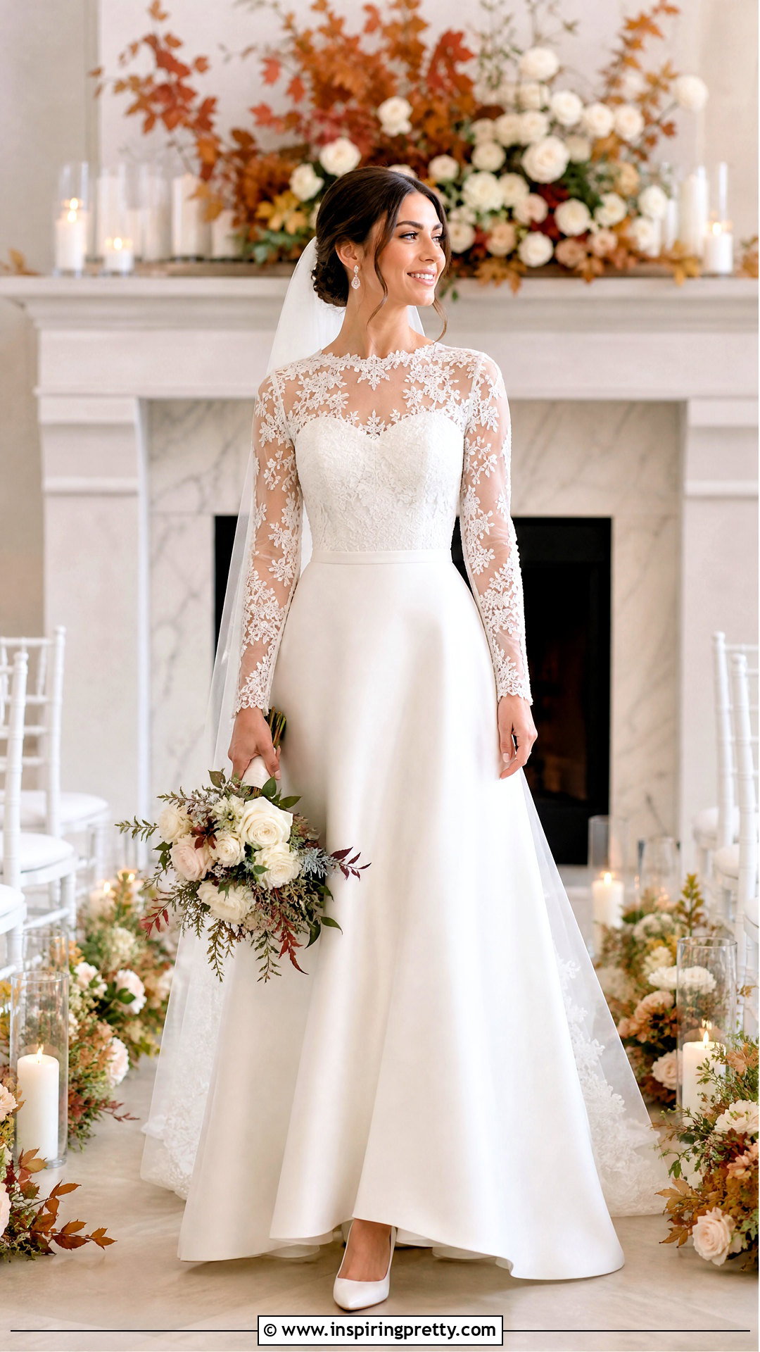Sheer Sleeve Bridal Bodysuit With Satin Skirt - 25 bridal skirts and tops outfit ideas