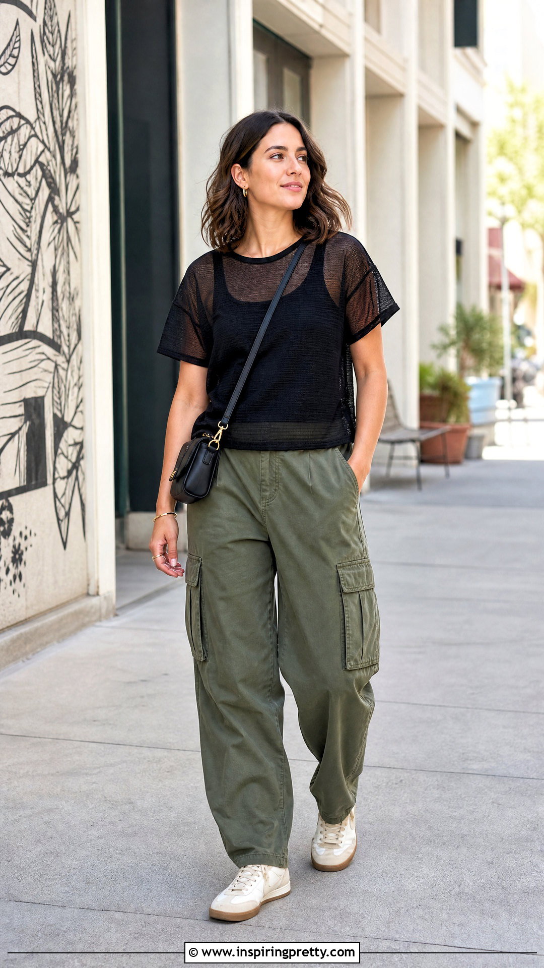 Sheer Summer Top With Cargo Trousers - 50 summer tops women