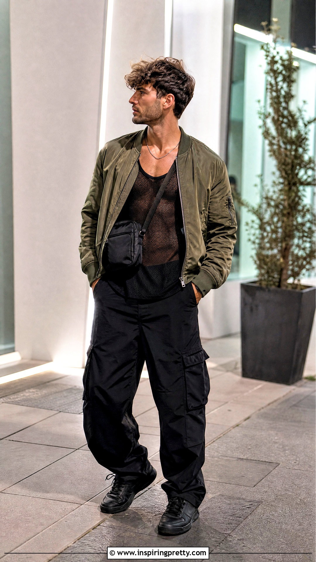 Sheer Tank Top With A Bomber Jacket - 25 Sheer Tank Top Men outfit ideas