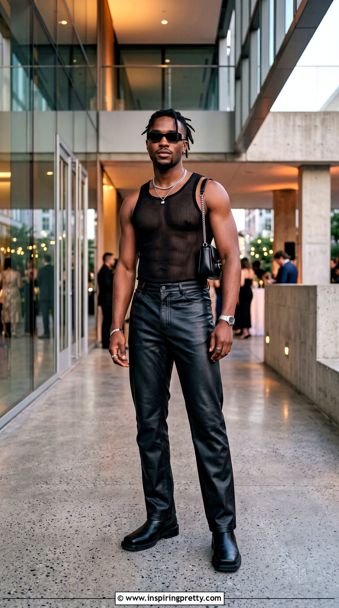 Sheer Tank Top With Leather Pants - 25 Sheer Tank Top Men outfit ideas