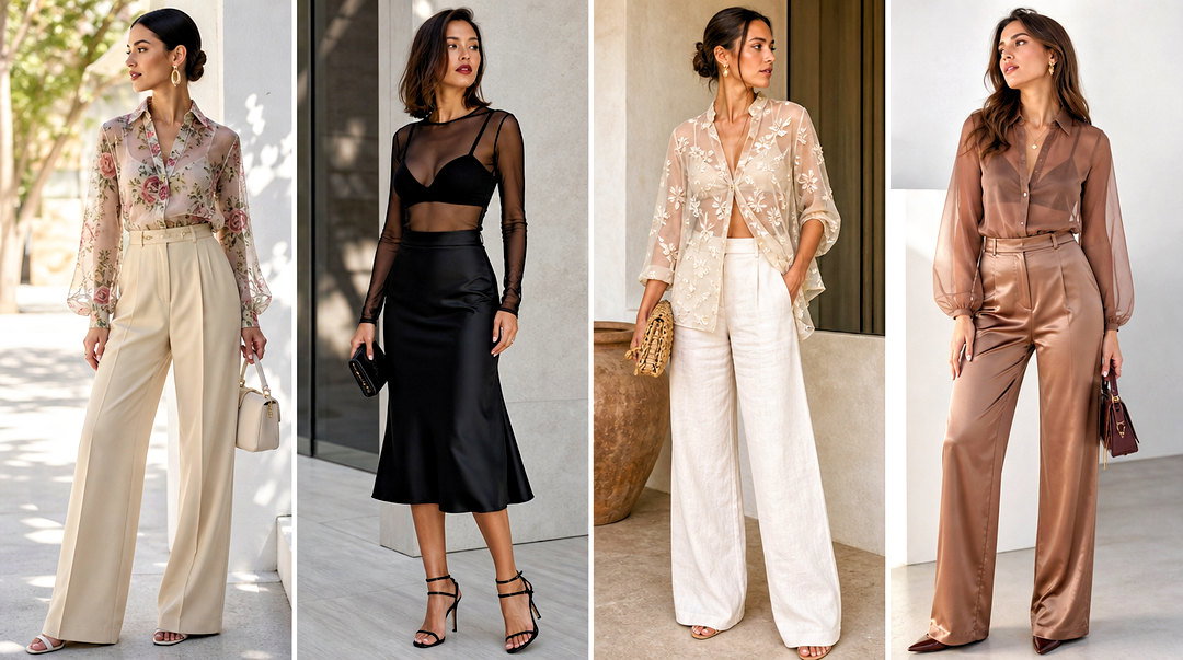 50 Sheer Top Outfit Classy Ideas for Polished Evening Style