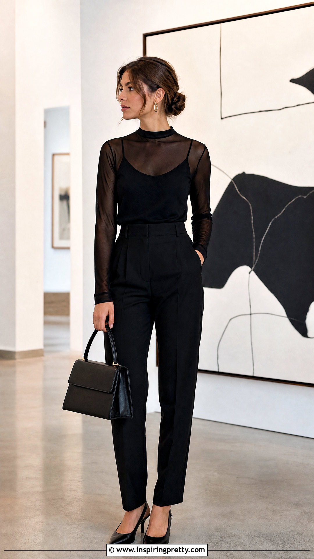 Sheer Top Over Camisole Outfit - 50 layering tops outfit ideas