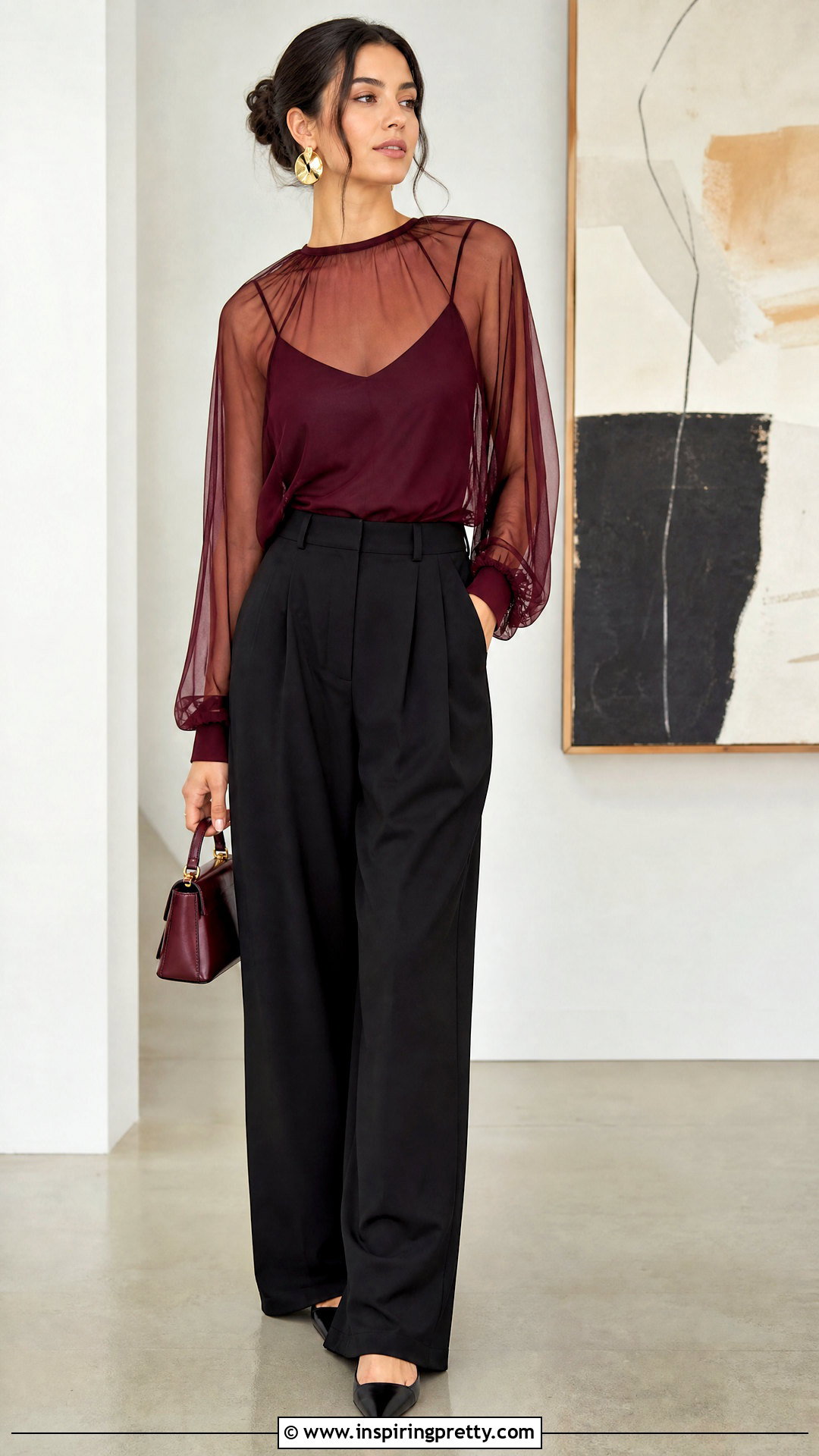 Sheer Top Over Matching Camisole Outfit - 20 Multi Layered Tops outfit ideas