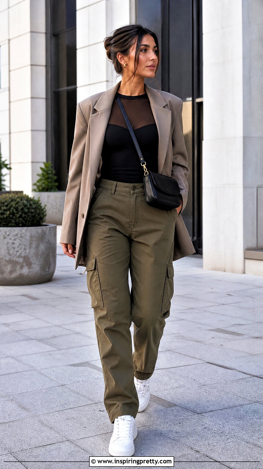 Sheer Top With Blazer And Cargo Pants - 25 Sheer Top With Blazer outfit ideas