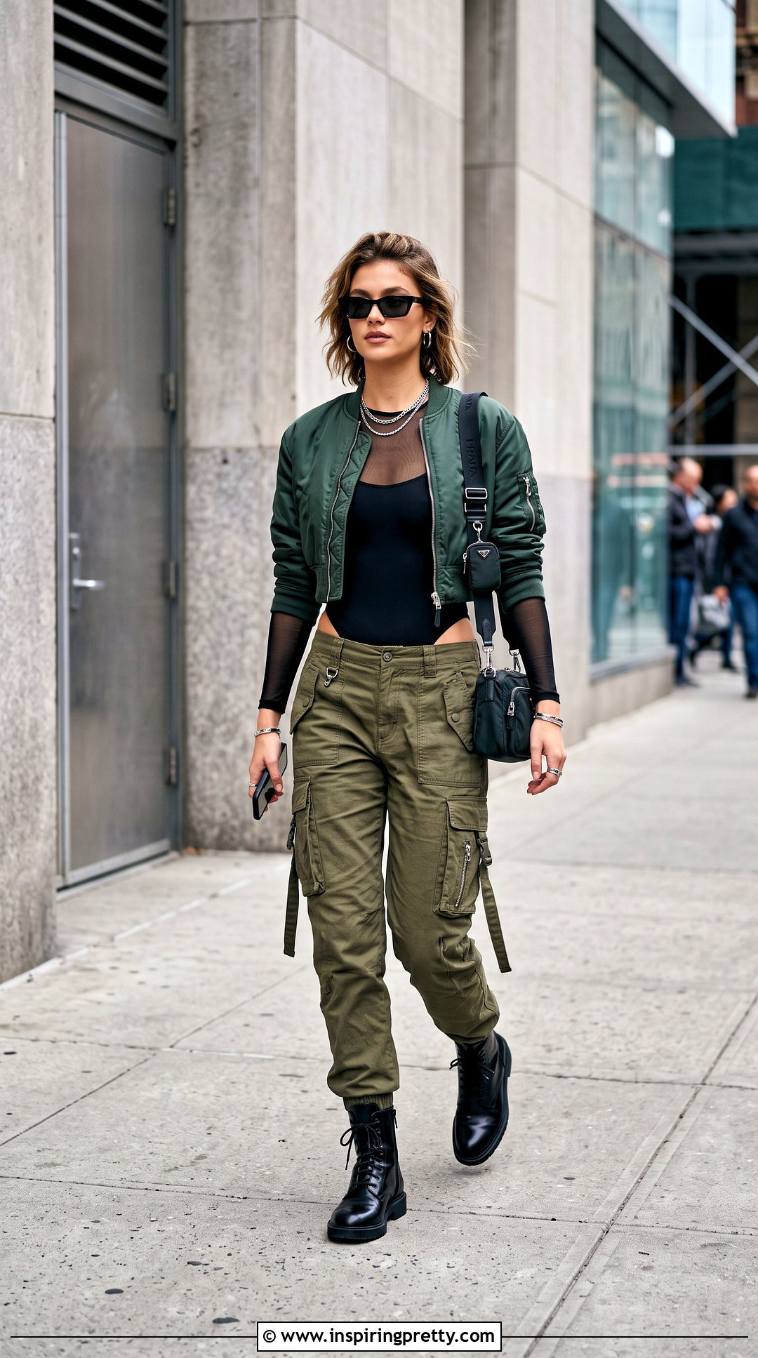 Sheer Top With Cargo Pants - 20 sheer top celebrity outfit ideas