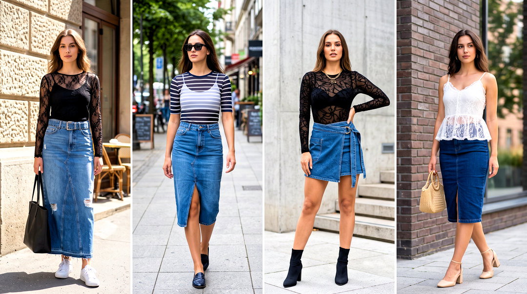 25 Sheer Top With Denim Skirt Outfit Ideas for Chic Weekends