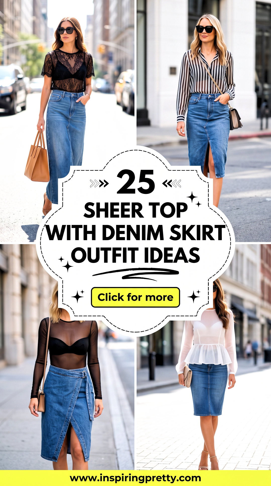 25 Sheer Top With Denim Skirt Outfit Ideas for Chic Weekends - 25 Sheer Top With Denim Skirt Outfit Ideas for Chic Weekends