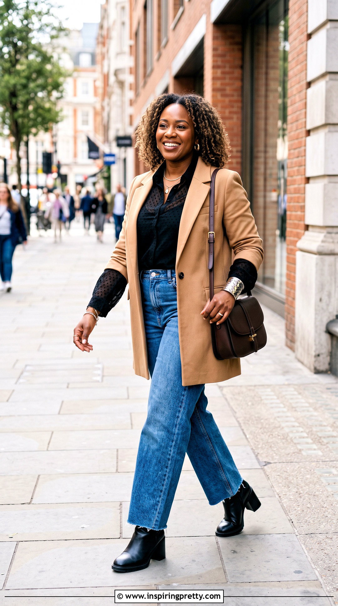 Sheer Top With Longline Blazer And Wide Leg Jeans - 25 Sheer Top With Blazer outfit ideas