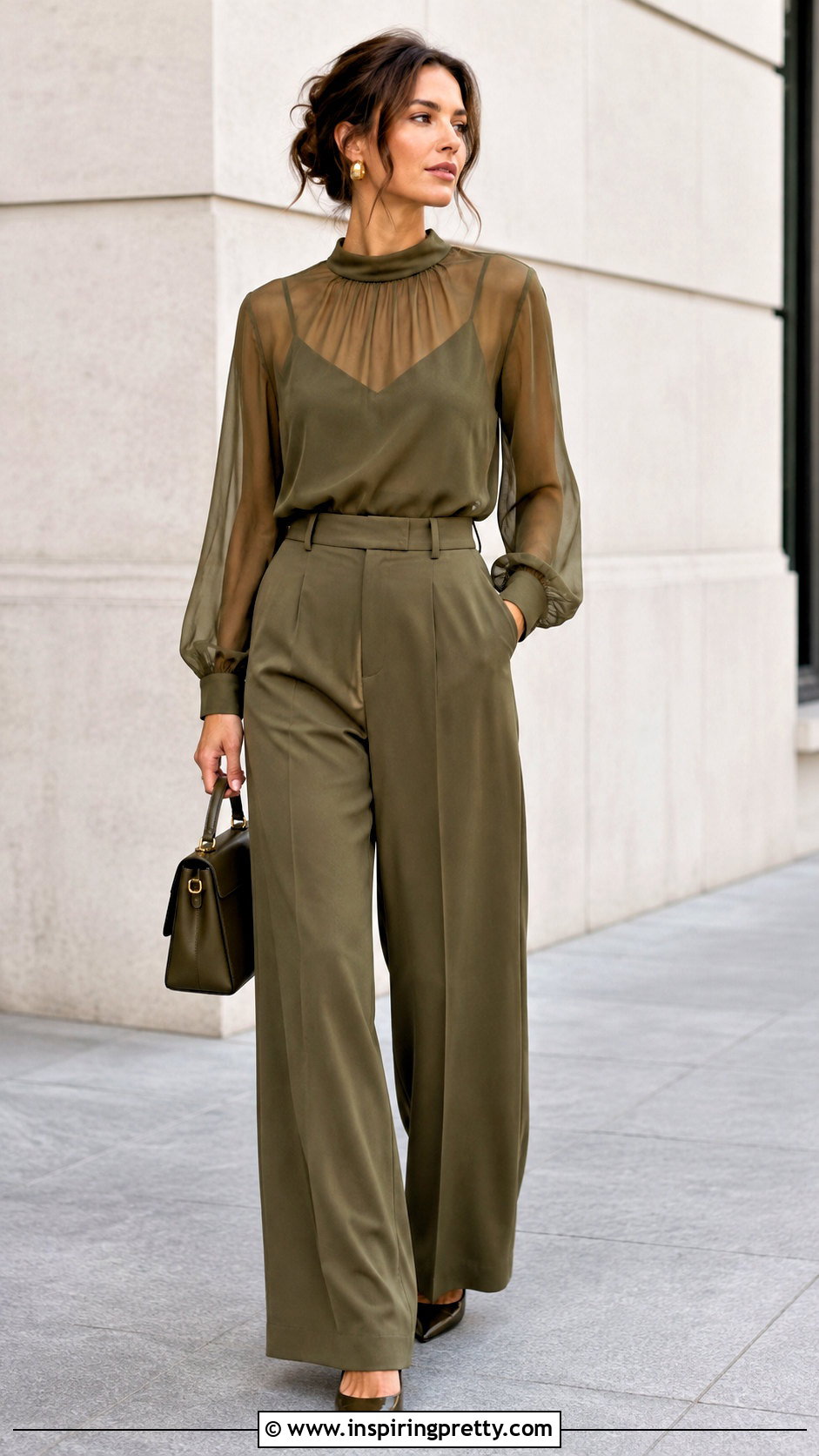 Sheer Top With Matching Pants - 50 sheer top outfit classy ideas