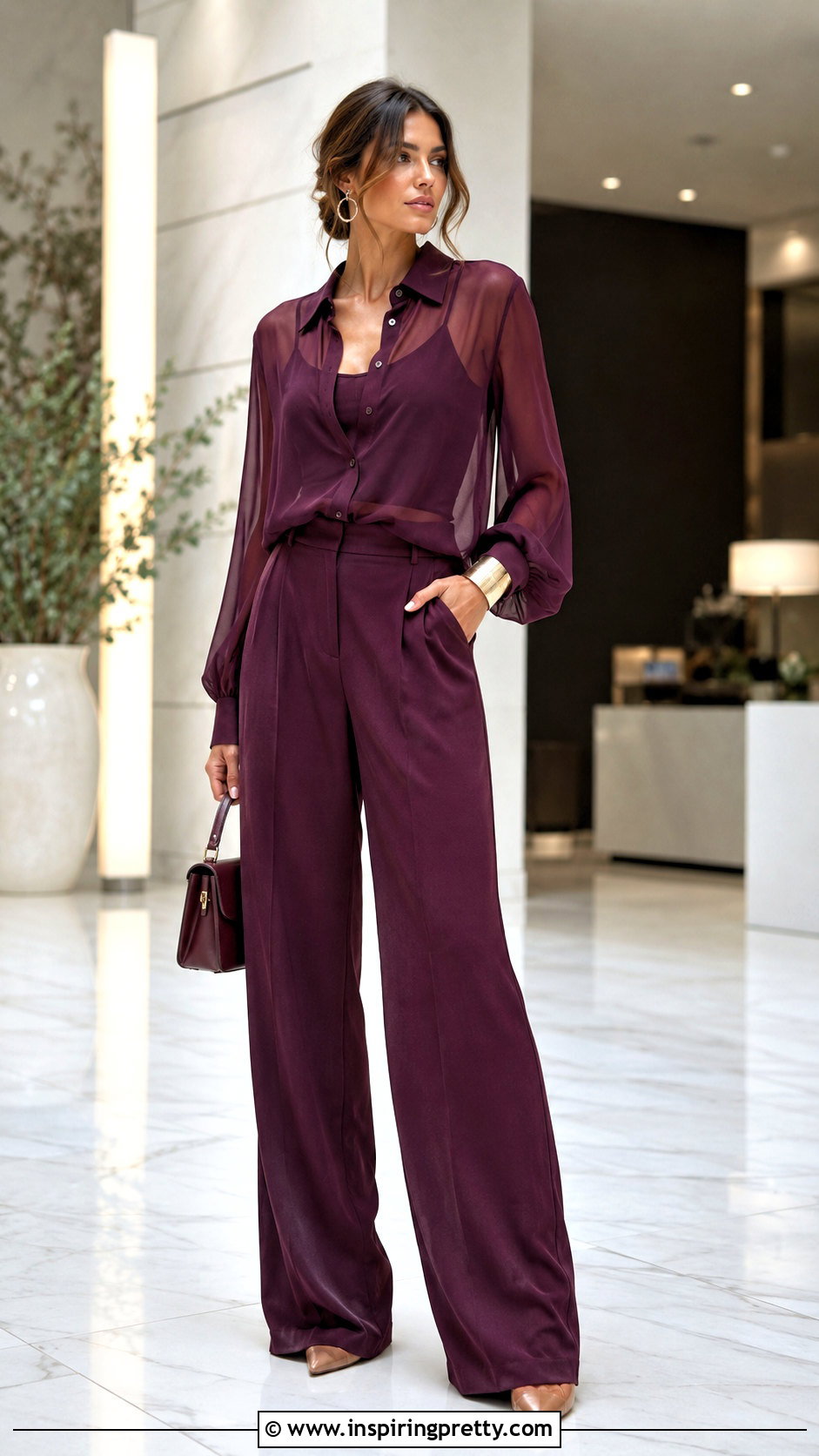 Sheer Top With Matching Trousers - 25 elegant sheer top outfit ideas