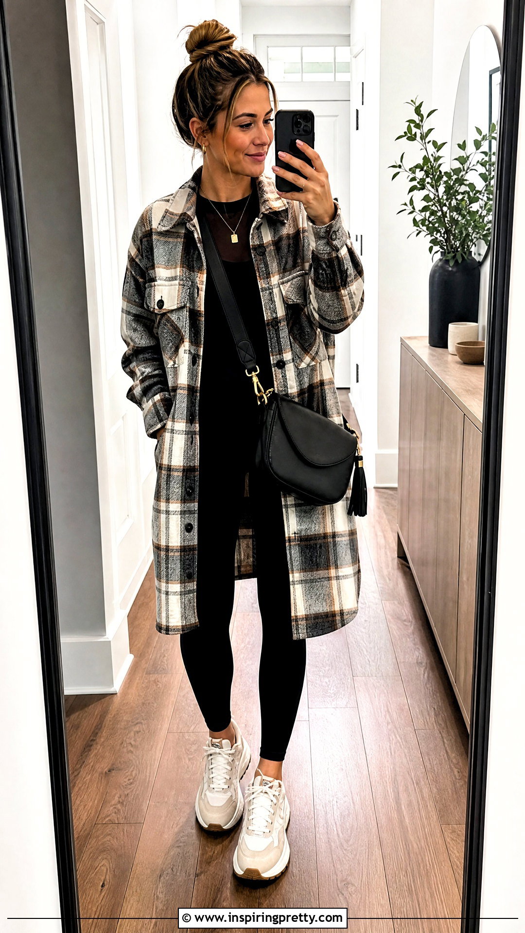 Sheer Top With Shacket and Leggings - what to wear over a sheer top (25 ways)