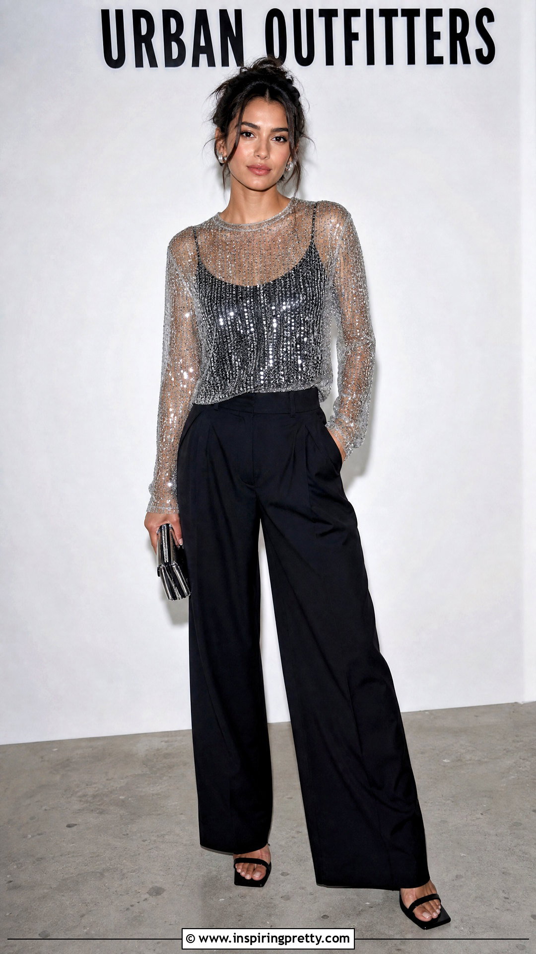 Sheer Urban Outfitters Sequin Top With Tailored Trousers - 20 urban outfitters sequin tops