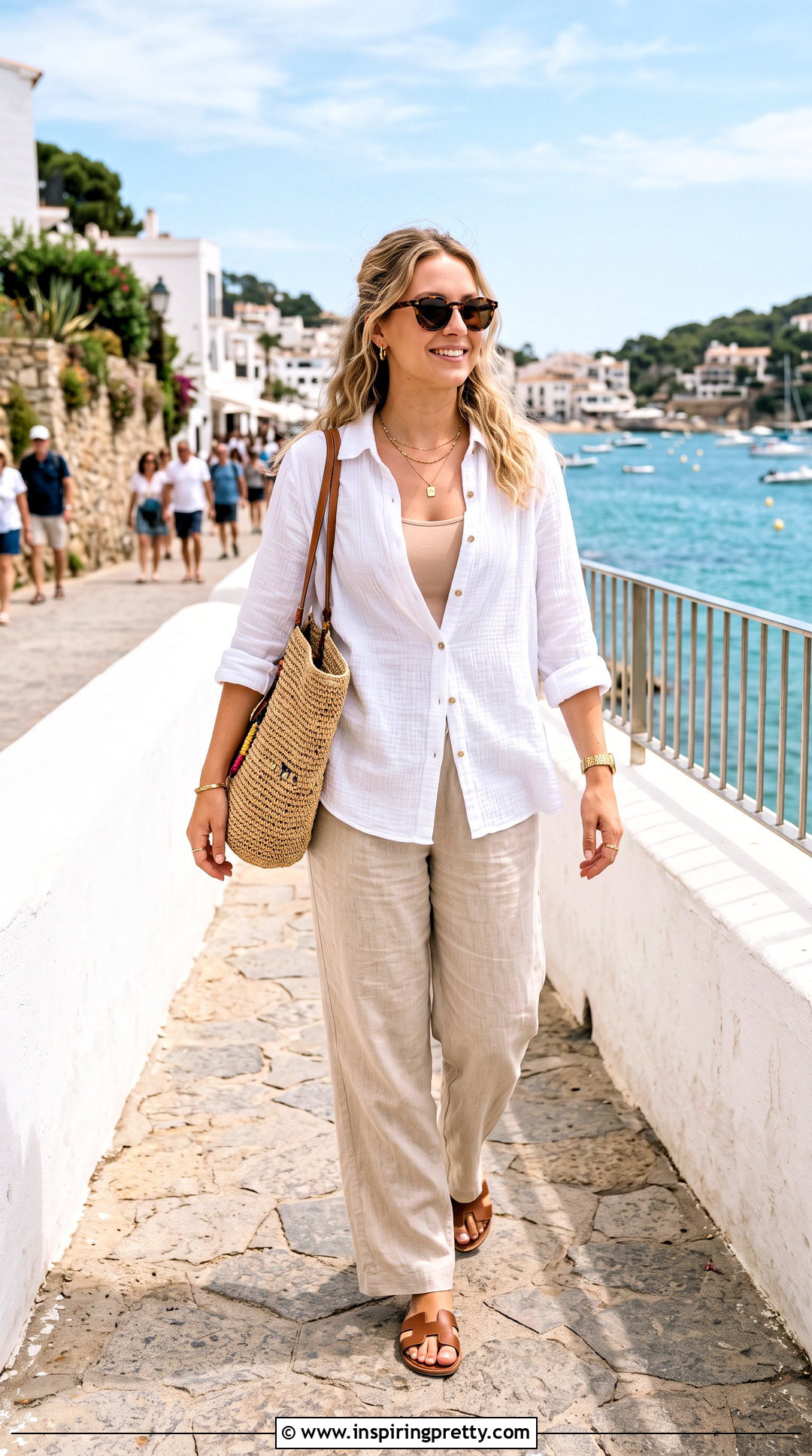 Sheer White Top With Beige Linen Pants - 50 sheer white top outfit ideas