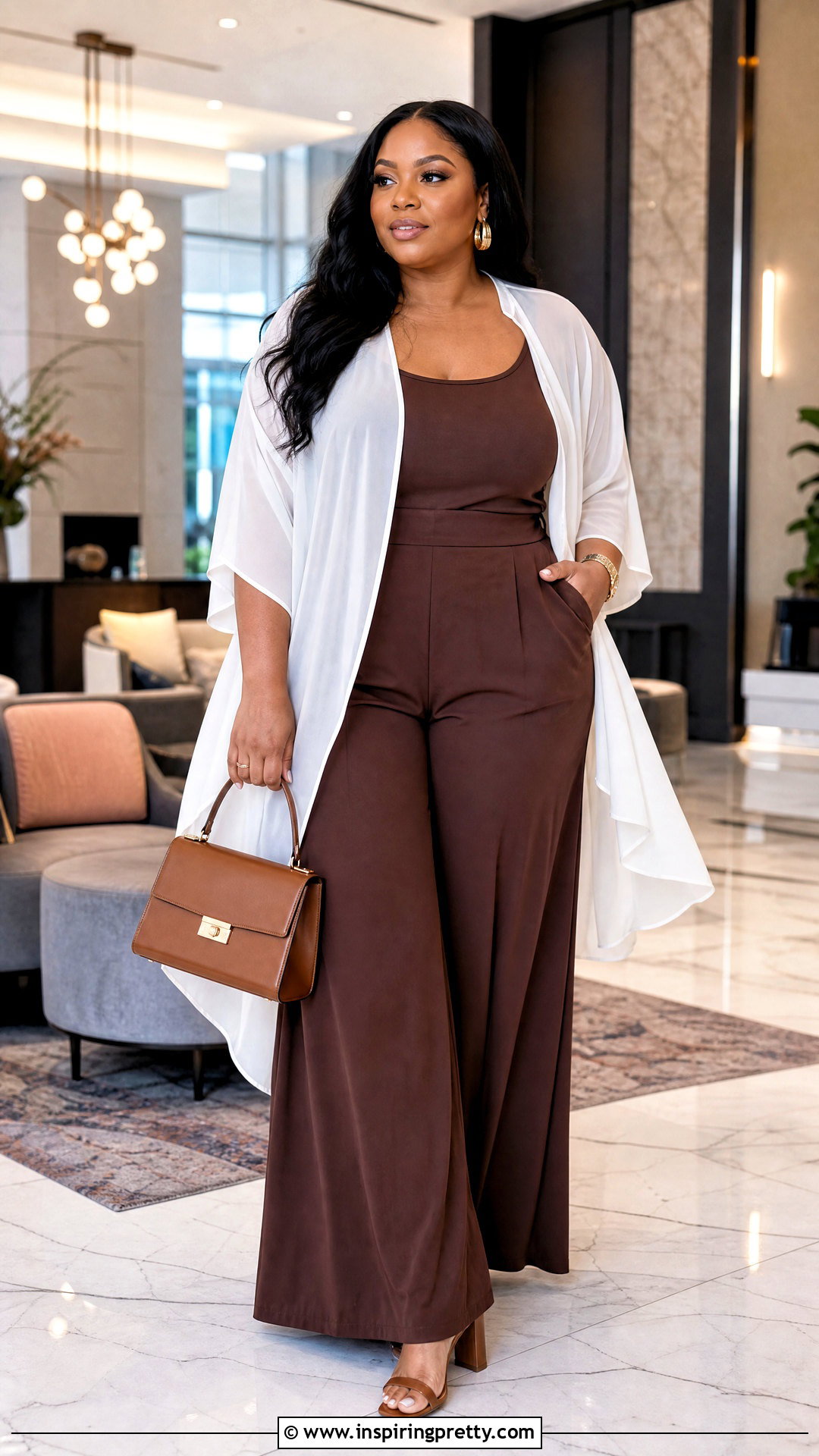 Sheer White Top With Smoothing Tank And Palazzo Pants - What To Wear Under Sheer White Top (25 Ways)