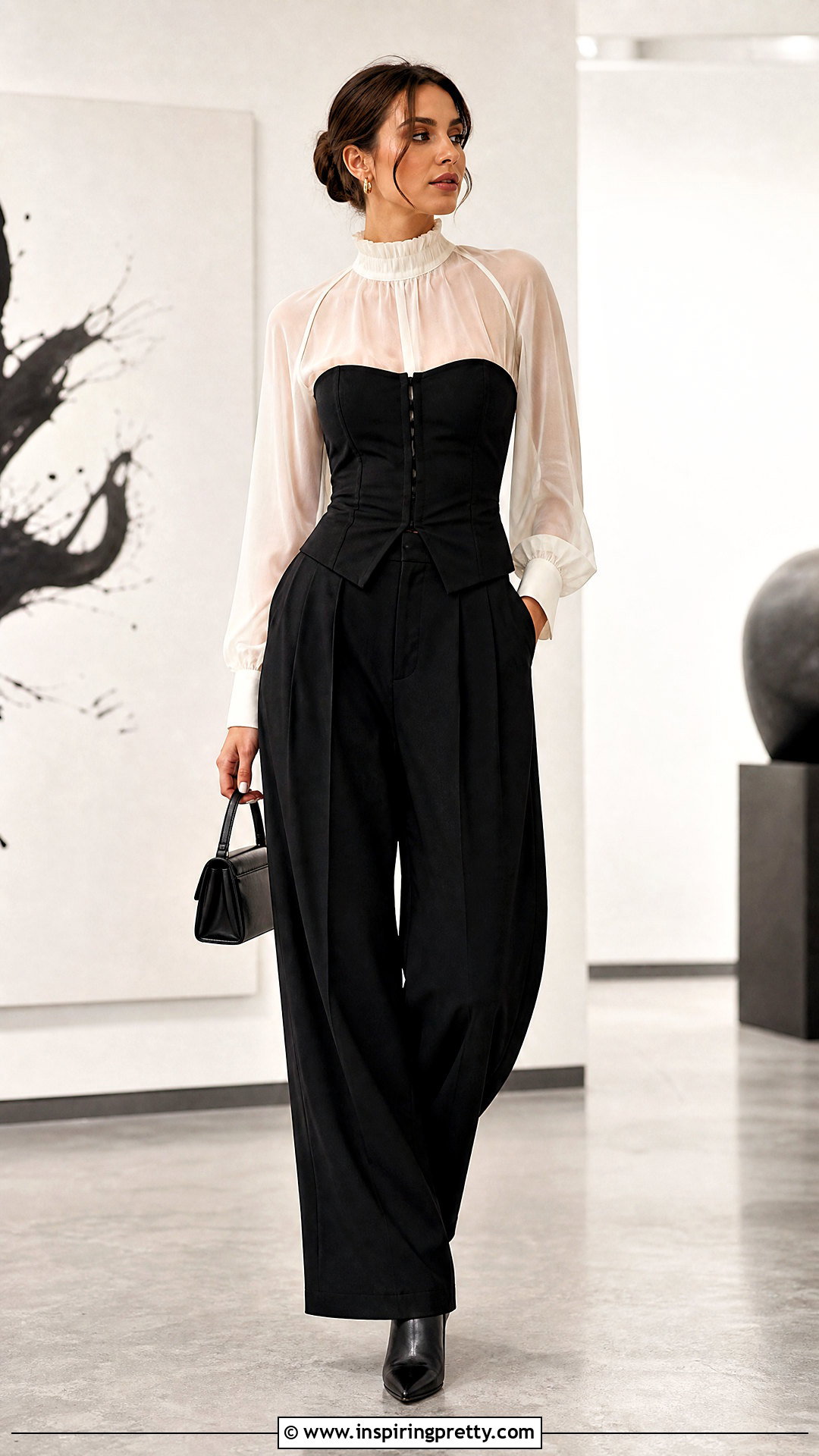 Sheer White Top With a Corset Layer - 50 sheer white top outfit ideas