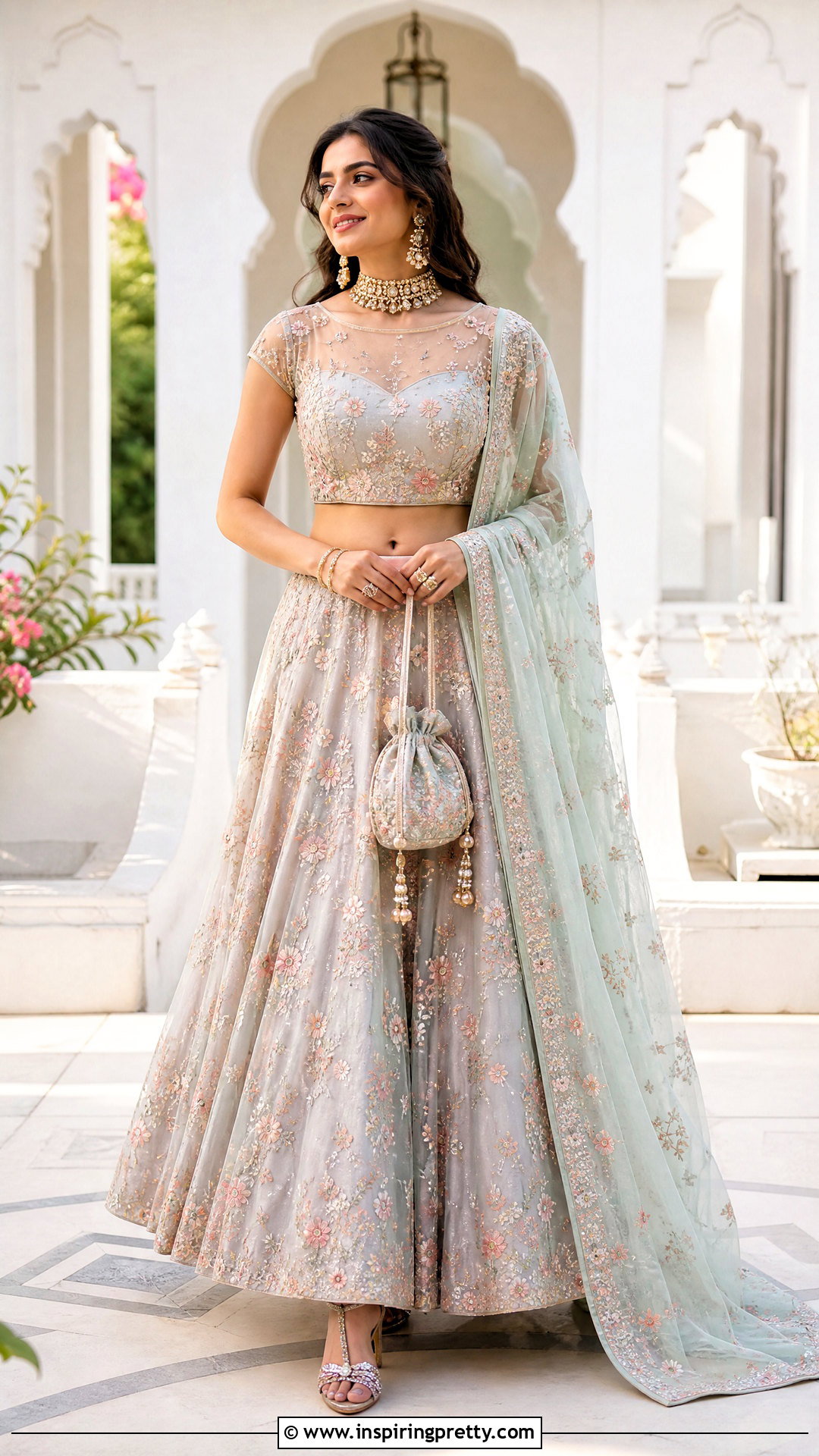 Sheer Yoke Lehenga Top - 50 lehenga top design ideas