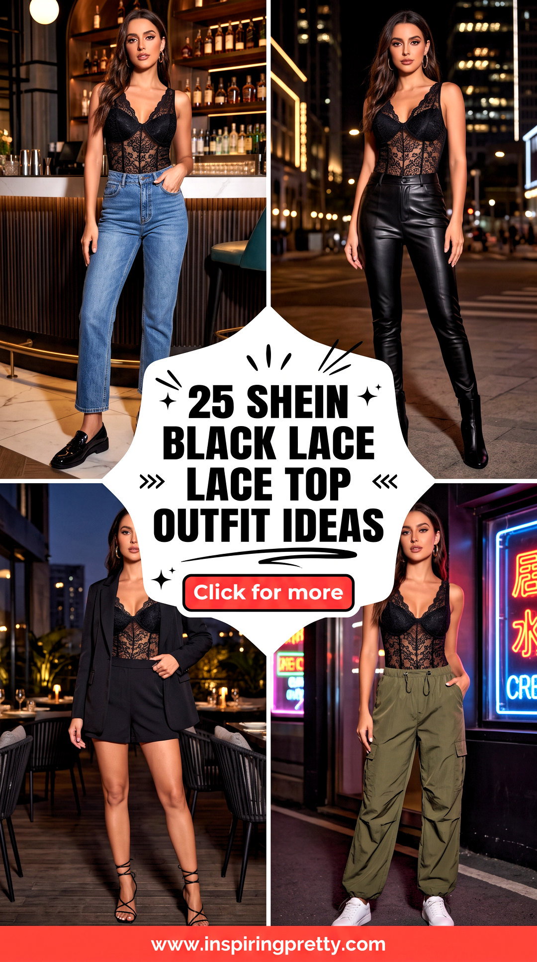 25 Shein Black Lace Top Outfit Ideas for Glam Nights Out - 25 Shein Black Lace Top Outfit Ideas for Glam Nights Out