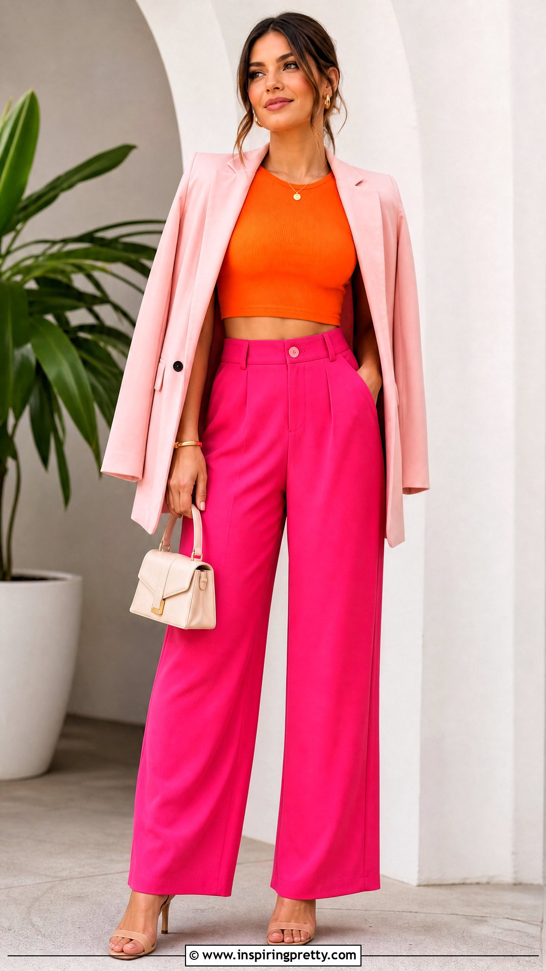 Shein Orange Crop Top With Pink Trousers - 20 shein orange crop top outfit ideas