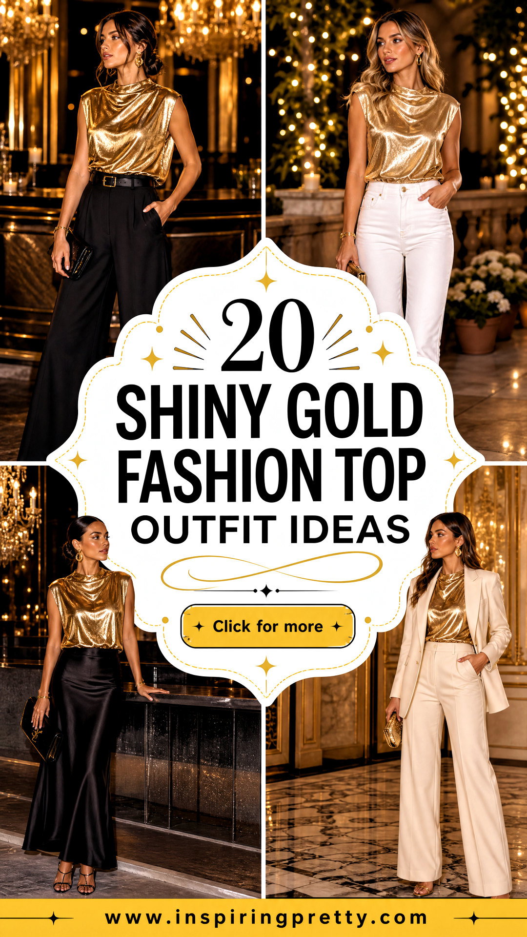 20 Shiny Gold Fashion Top Outfit Ideas for Glam Party Looks - 20 Shiny Gold Fashion Top Outfit Ideas for Glam Party Looks
