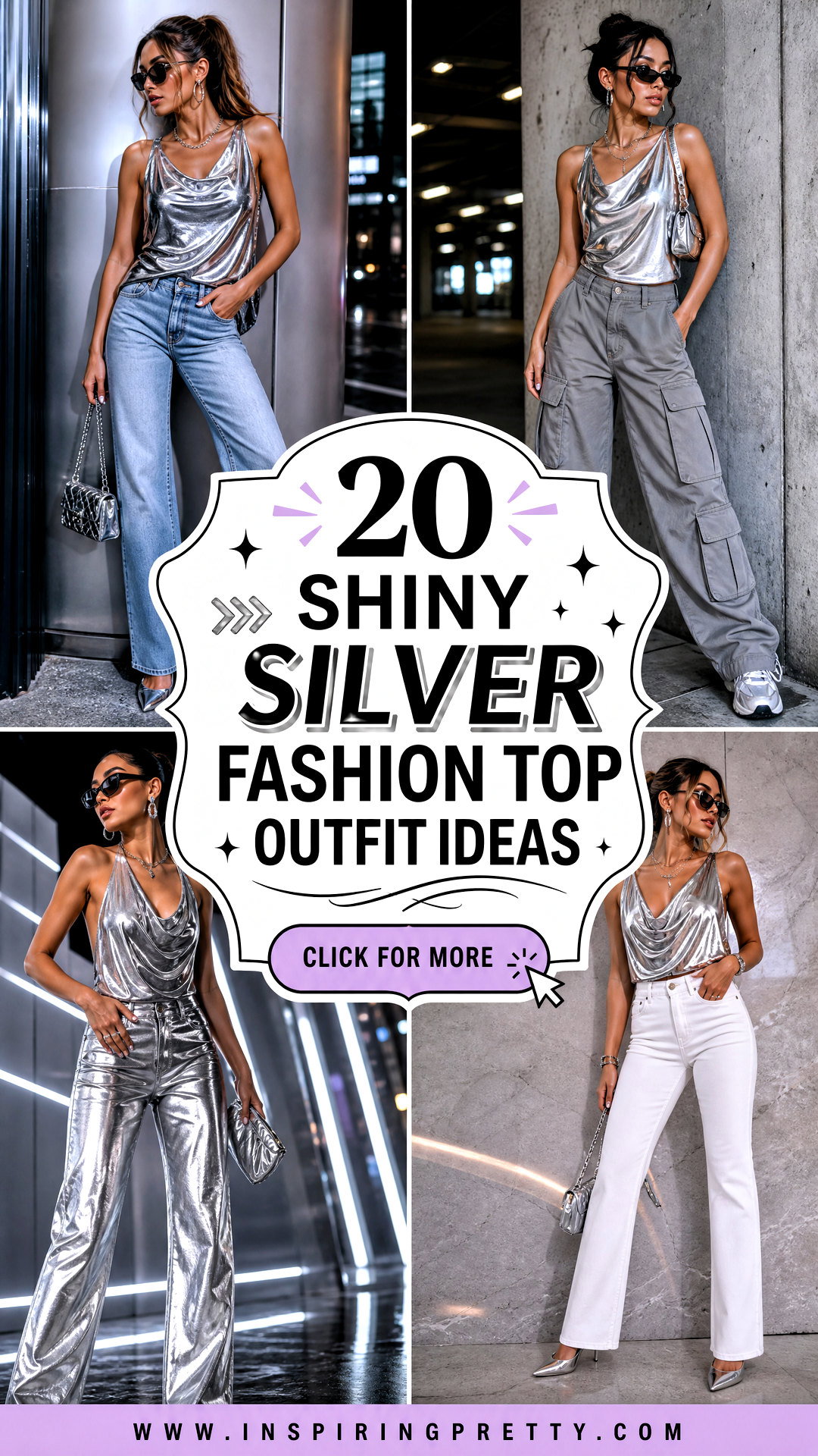 20 Shiny Silver Fashion Top Outfit Ideas for Glam Party Looks - 20 Shiny Silver Fashion Top Outfit Ideas for Glam Party Looks