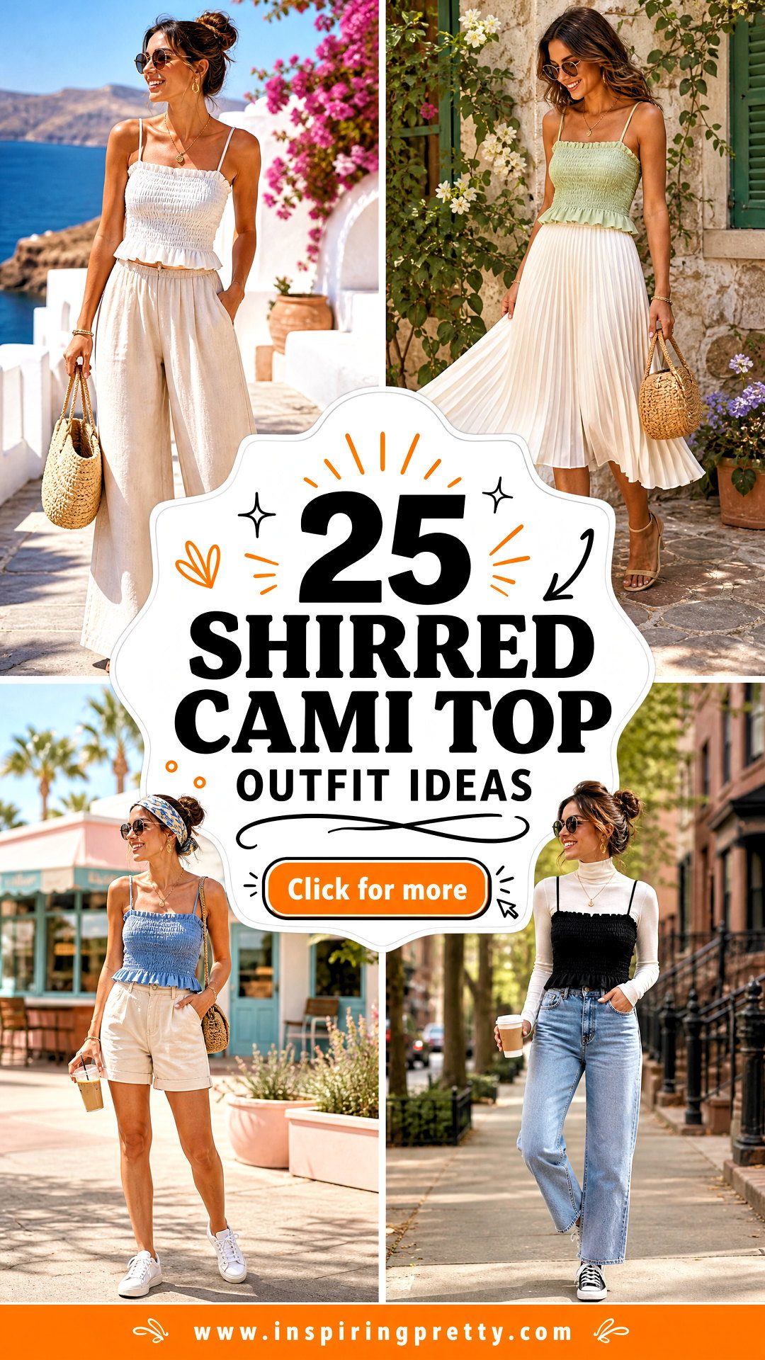 25 Shirred Cami Top Outfit Ideas for Breezy Summer Days - 25 Shirred Cami Top Outfit Ideas for Breezy Summer Days