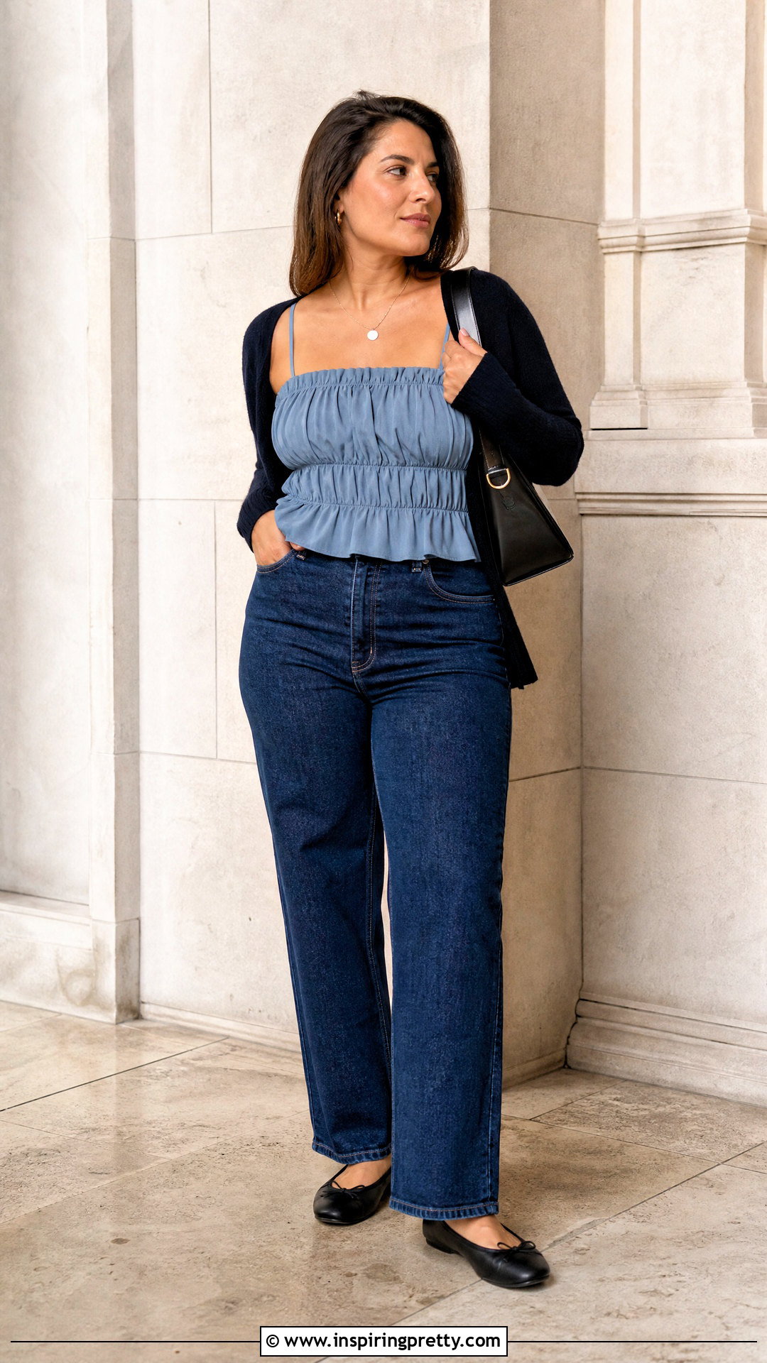 Shirred Cami Top With Straight Leg Jeans - 25 Shirred Cami Top outfit ideas