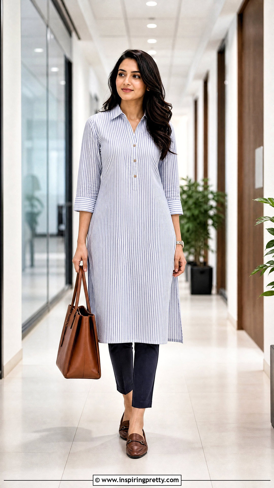 Shirt Collar Kurti With Ankle Pants - 50 top neck designs
