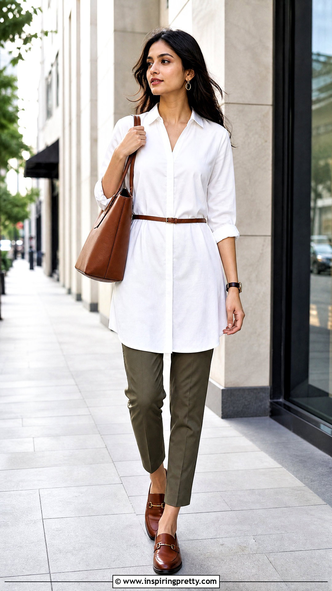 Shirt Collar Kurti With Ankle Trousers - 20 kurthi tops neck designs