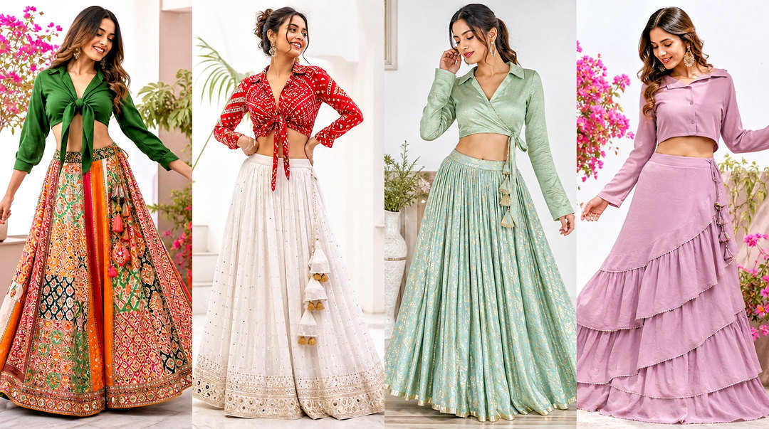 25 Shirt Crop Top Lehenga Outfit Ideas for Modern Weddings