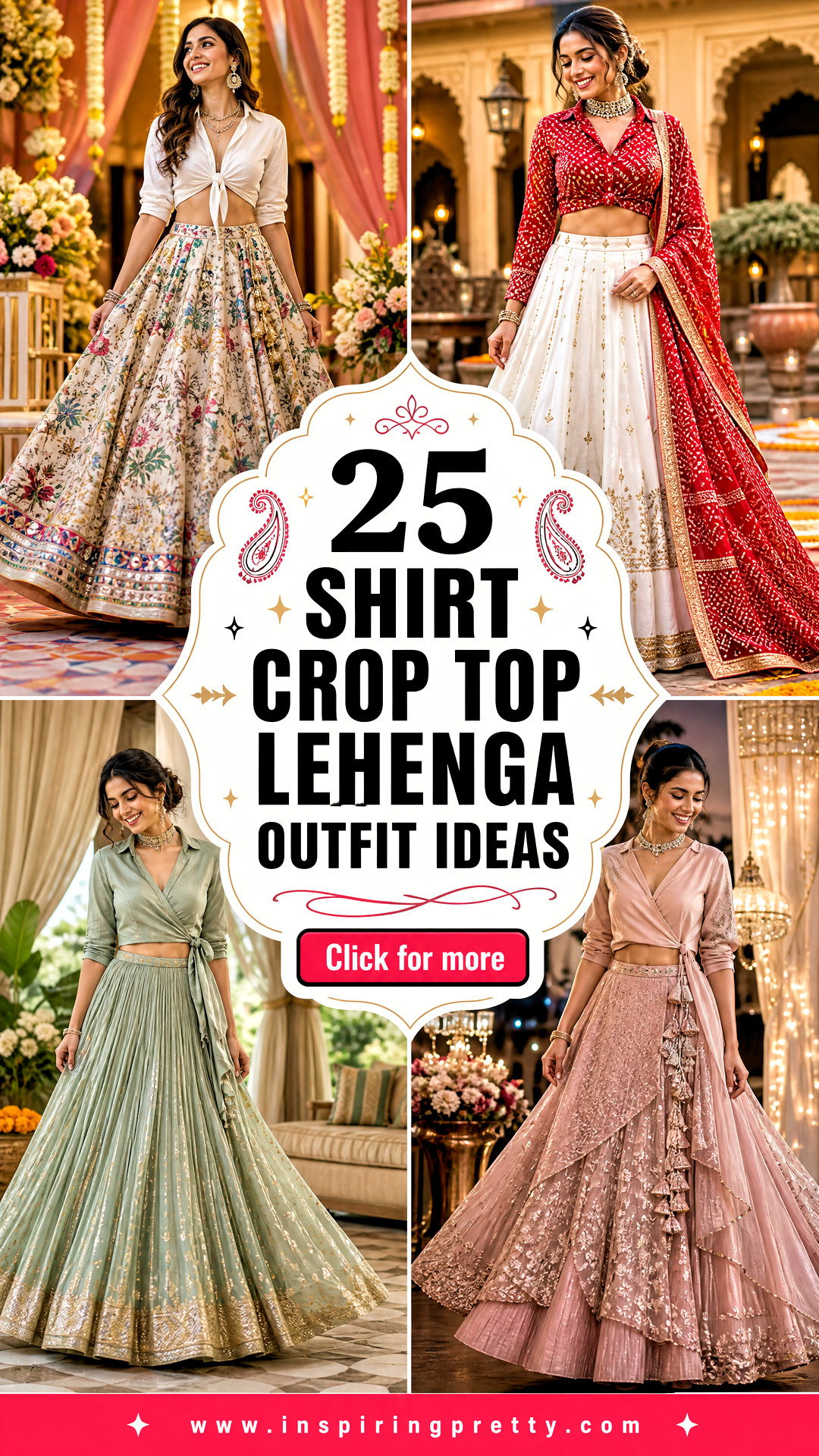 25 Shirt Crop Top Lehenga Outfit Ideas for Modern Weddings - 25 Shirt Crop Top Lehenga Outfit Ideas for Modern Weddings