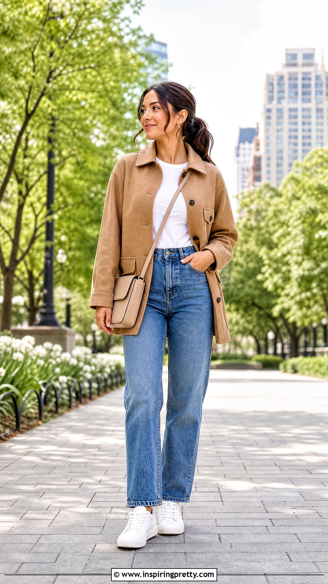 Shirt Jacket With T Shirt And Jeans - 50 shirt tops for women