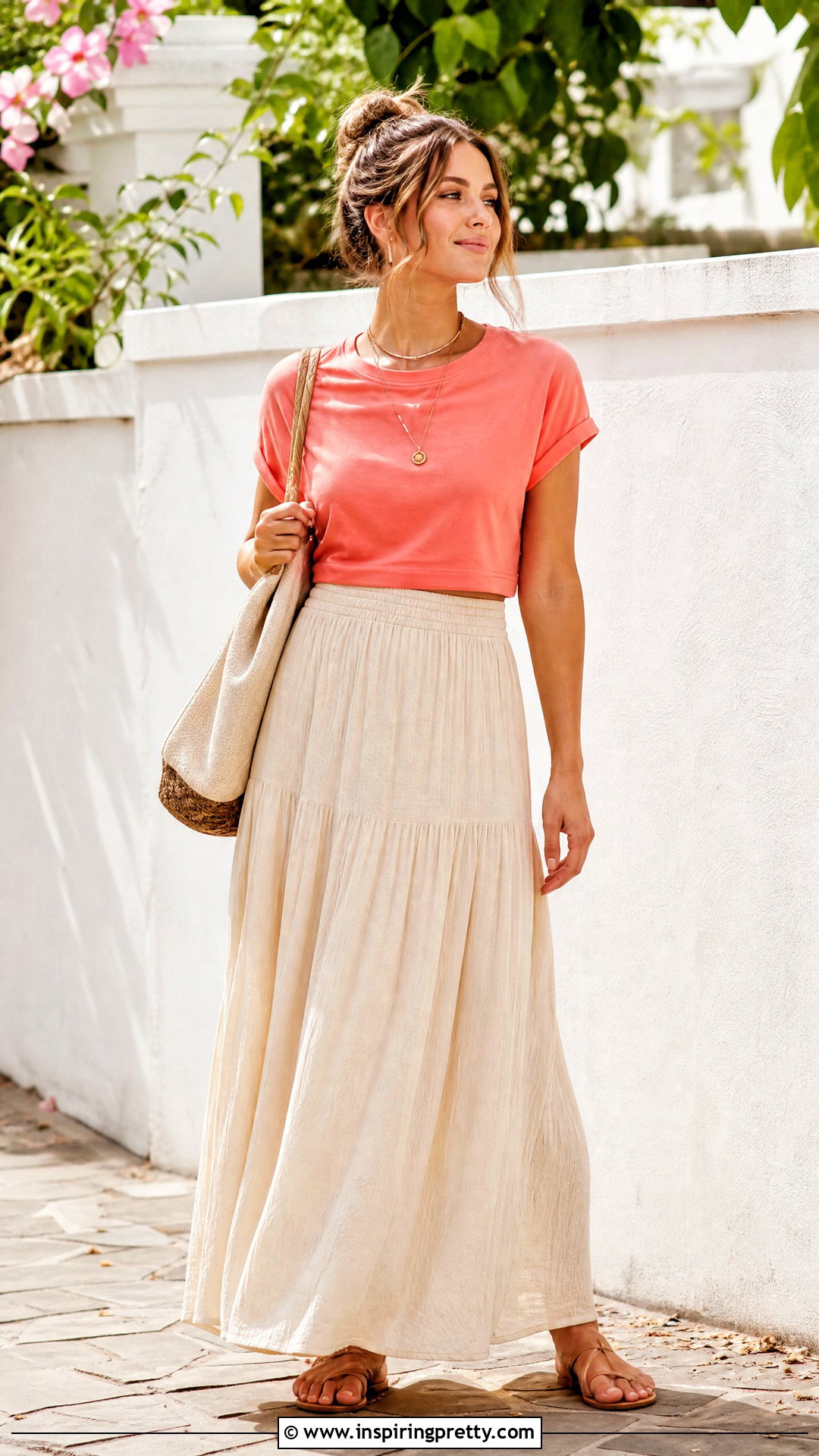 Shoelace Tuck Shirt Crop Top With A Maxi Skirt - How To Make A Shirt Look Like A Crop Top (25 Ways)