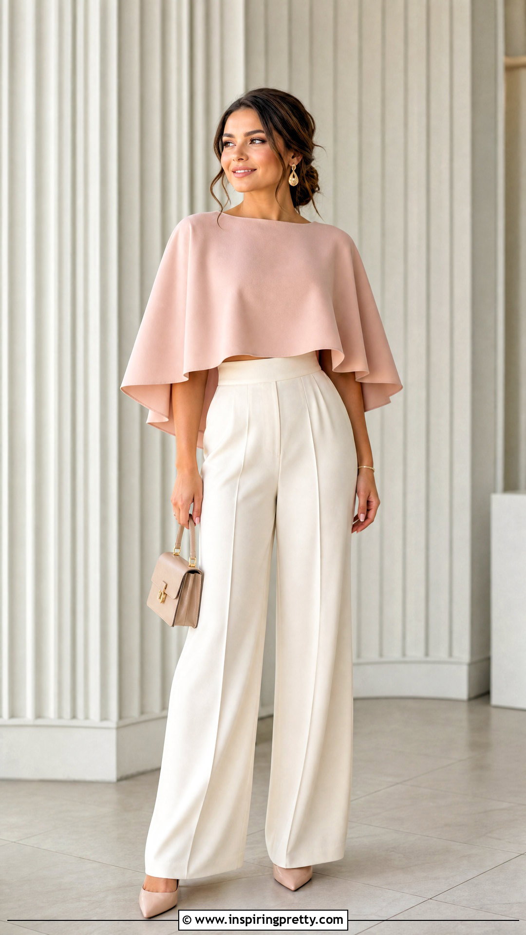 Short Cape Top With High Waisted Pants - 50 cape top outfits
