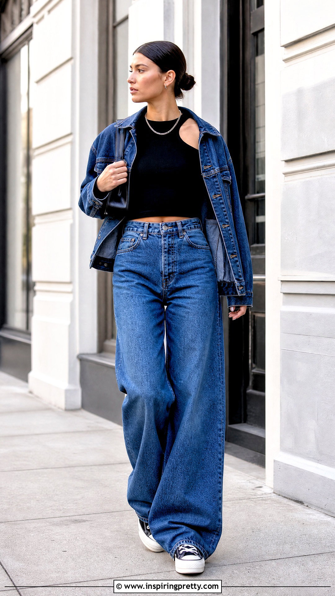 Short Cutout Top And Wide Leg Jeans - 50 short top ideas