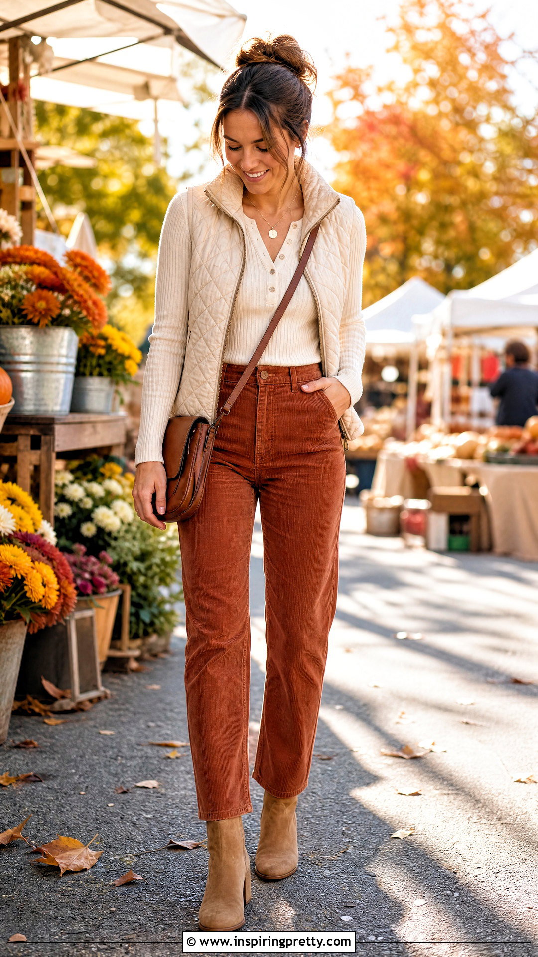 Short Henley Top And Corduroy Pants - 50 short top ideas